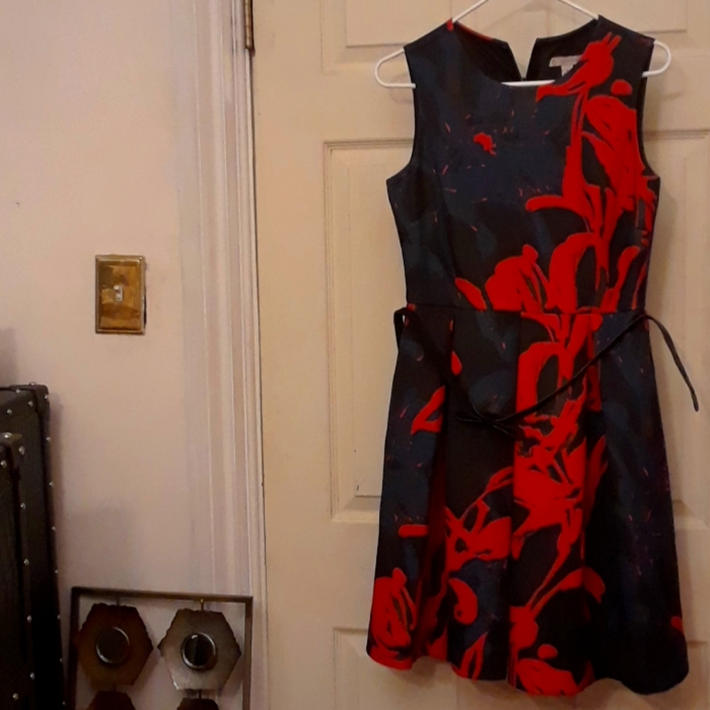 Gorgeous Dress Barn black /red floral cocktail wedding/celebration dress Vintage